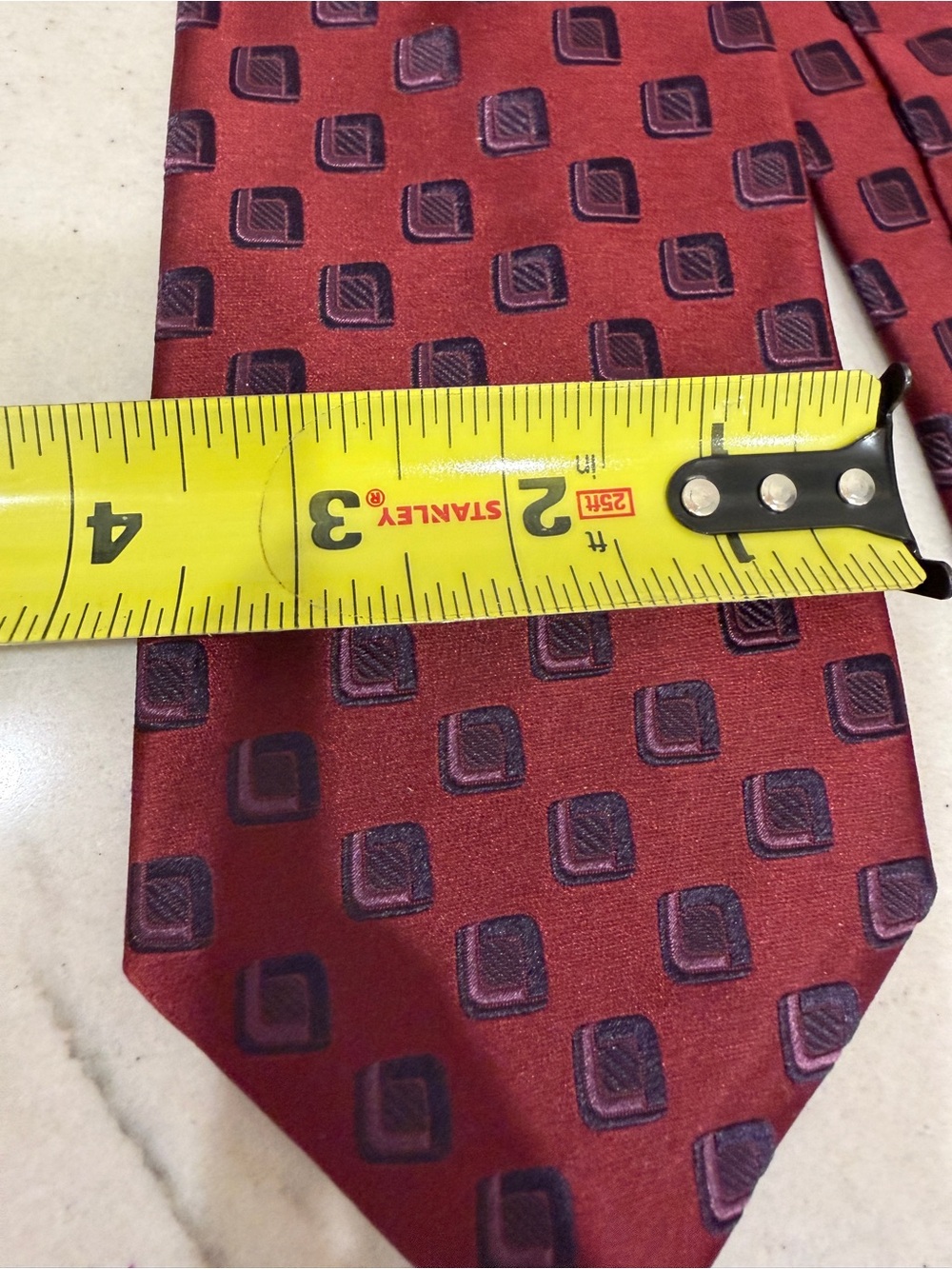 Canali Men's Burgundy Geometric Silk Tie NWT Made in Italy - Picture 3 of 10